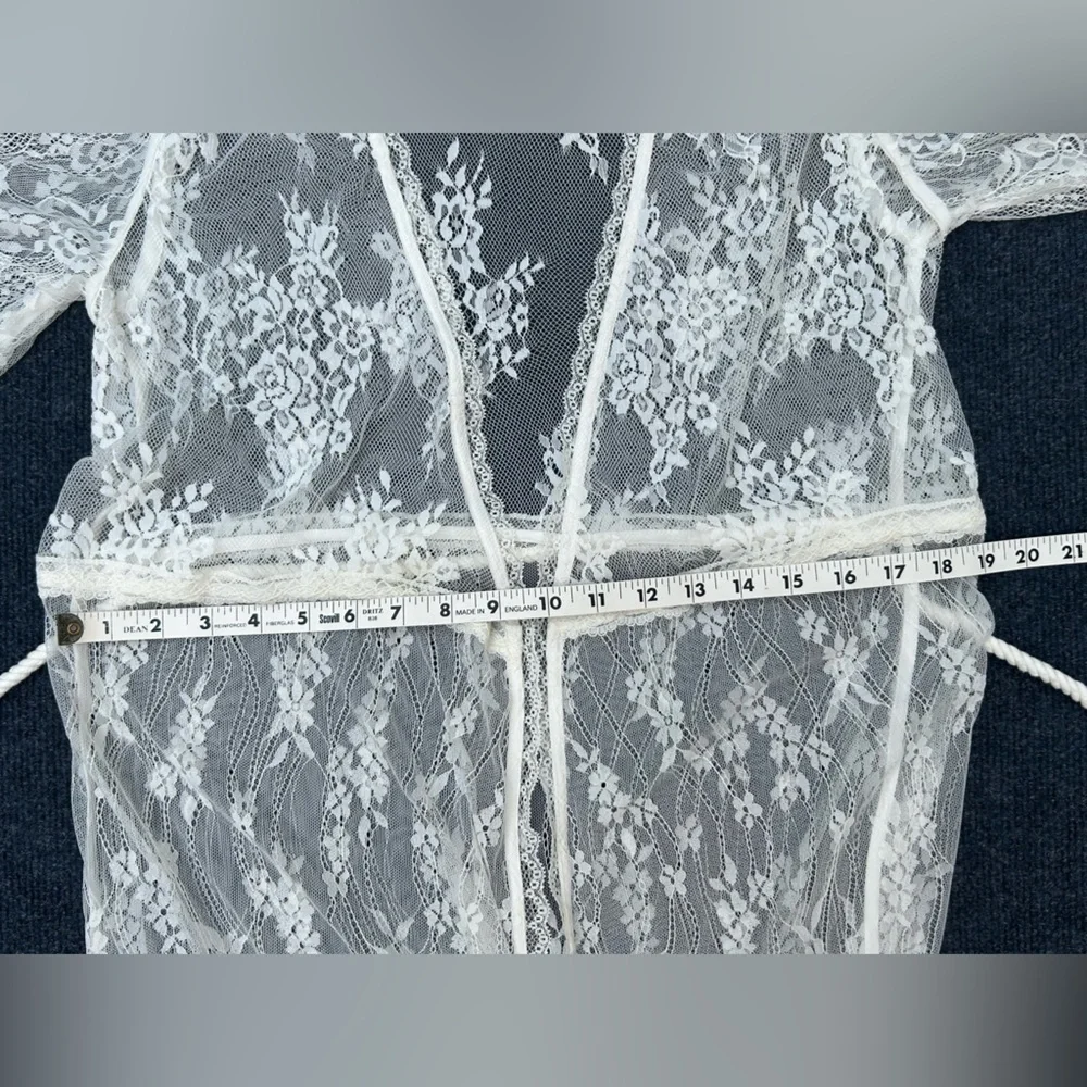 By Anthropologie White Lace Long Robe S/M - Picture 10 of 12